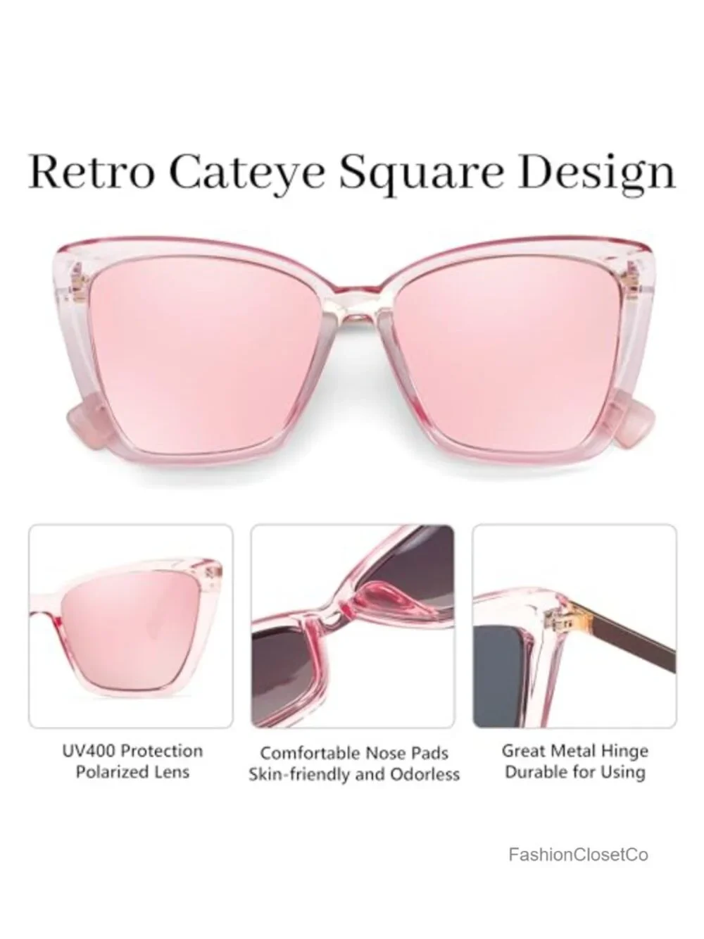 Retro Oversized Cateye Sunglasses Polarized UV Protection